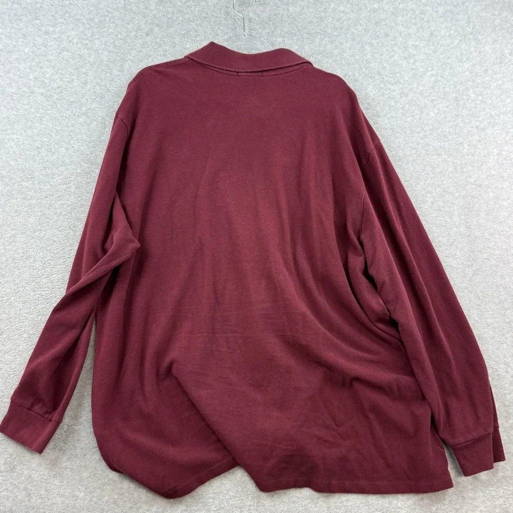 Polo Ralph Lauren Mens Sz 2XB Long Sleeve Cotton Polo Shirt Burgundy Red